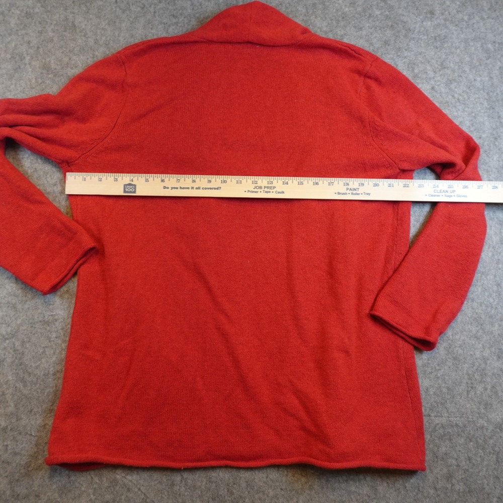 J Jill Cardigan Women Large Red Merino Wool Cashmere Open Front Pocket Soft - Picture 8 of 10